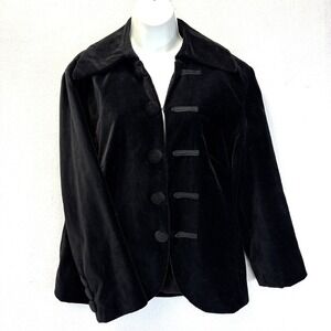 Vintage Newport News Velvet Blazer Jacket Womens 16 Black Steampunk Military XL